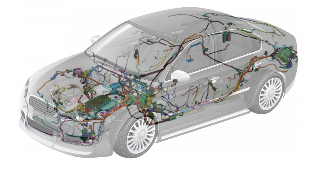 Automotive wiring harness inside a vehicle